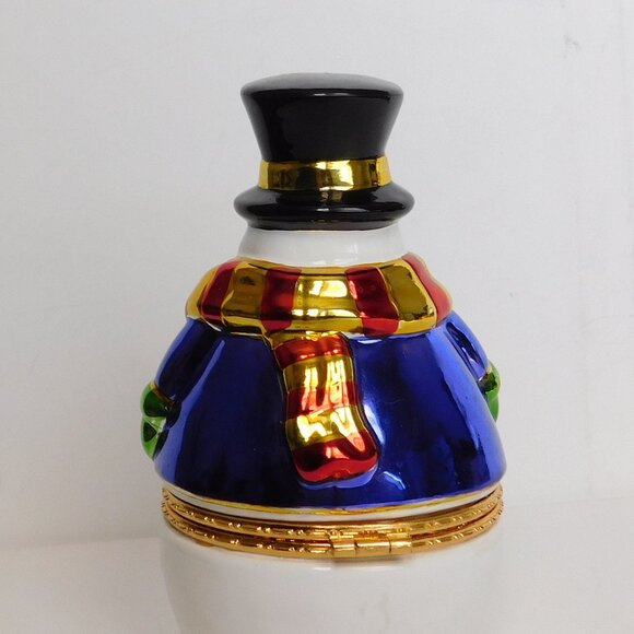 Christopher Radko "Chills Wills" Ceramic Hinged Snowman Trinket Box 6.5" - Picture 3 of 7